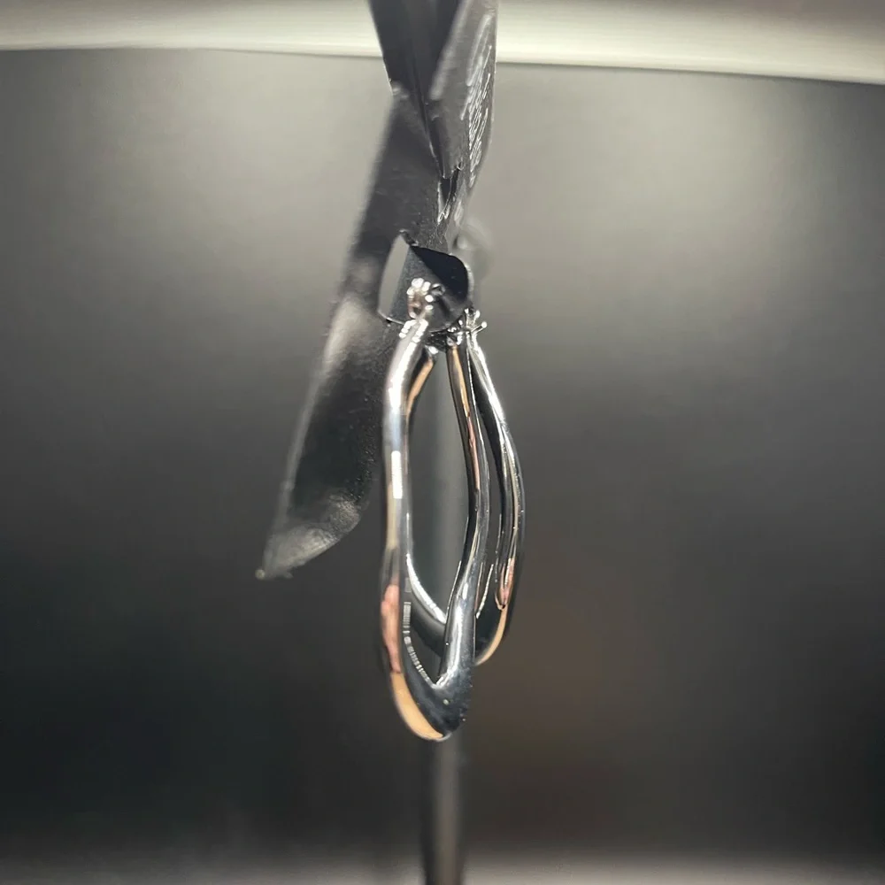 NWT- Ophelia Roe, Silver-Tone, Irregular Shaped, 2in, Hoops - Picture 5 of 9